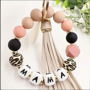 MAMA Silicone Bead Bracelet Women's Key Ring Bracelet Mother's Day Gift Keychain